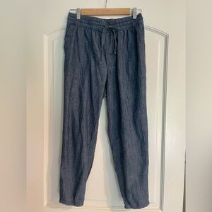 Gap Women's Blue Chambray Jogger Pants Drawstring Elastic Waist Pockets Large